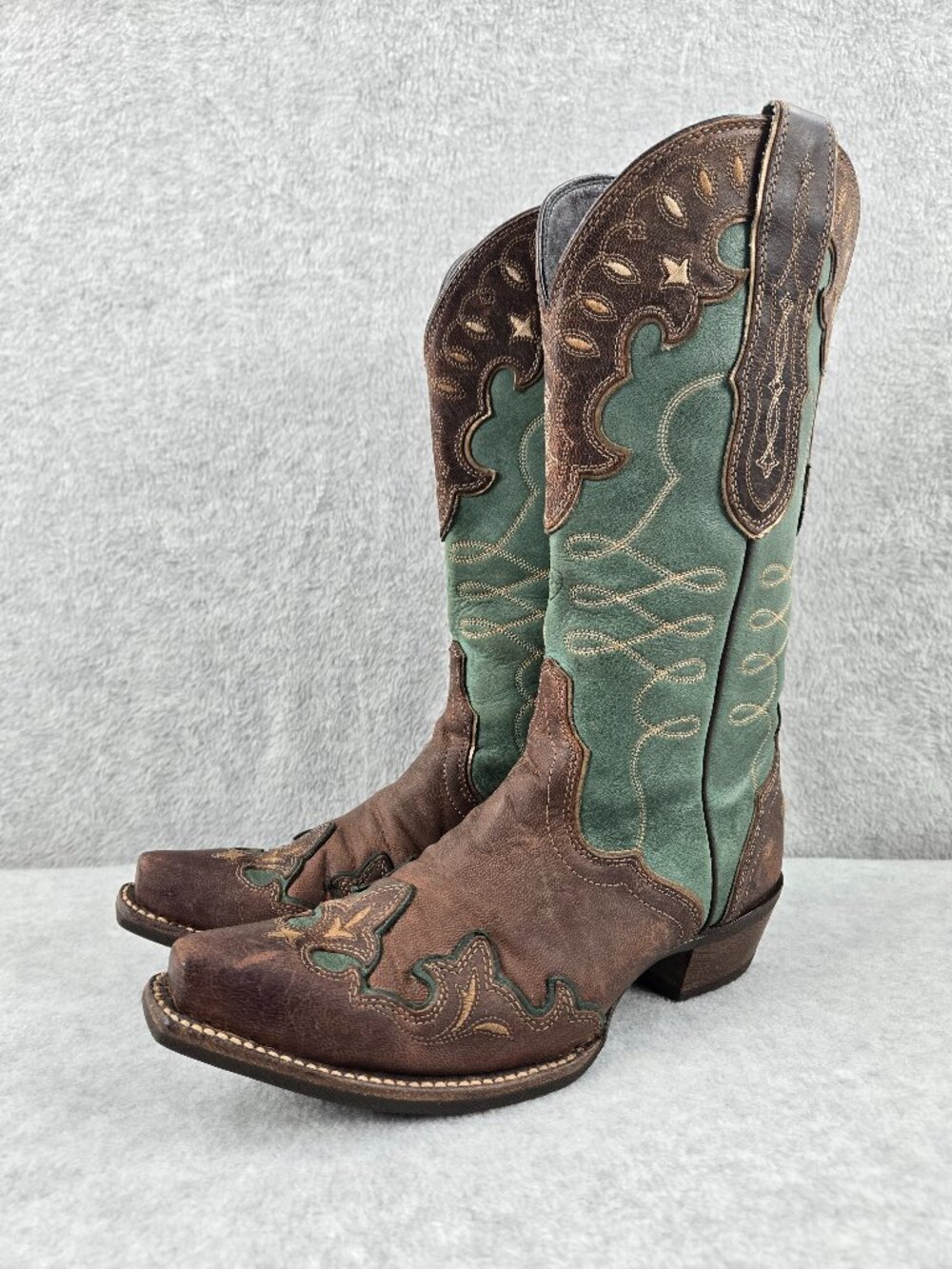 Ariat Zealous Boots Womens Size 7 B Barnwood Teal Snip Toe Western Rodeo Cowboy